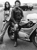 David Essex with Christina Raines on Motorcycle