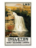 Ingleton  England - Spectators Climb on Waterfall Railway Poster