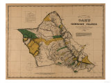 Hawaii - Panoramic Oahu Island Map