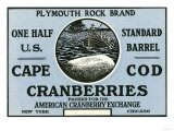 Cape Cod  Massachusetts - Plymouth Rock Brand Cranberry Label