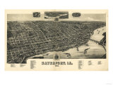 Davenport  Iowa - Panoramic Map