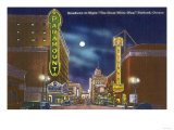 Portland  Oregon - View of Broadway at Night  the Paramount Theatre Scene