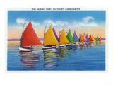 Nantucket  Massachusetts - View of the Rainbow Sailboat Fleet