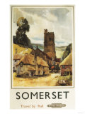 Somerset  England - Historic Village Scene British Railway Poster