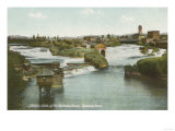 Spokane  WA - View of Middle Falls & River