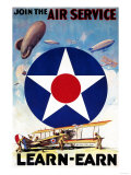 USA - Join the Air Service Learn-Earn WWI Propaganda Poster
