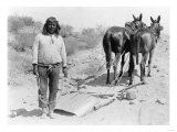 Indian with Mule Drawn Plow Photograph - Arizona