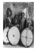 Masai Warriors in War Dress in Kenya Photograph - Kenya