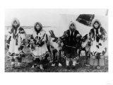 Four Eskimo Natives and Reindeer Photograph - Alaska
