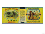 Hunter Clams Label - Milbridge  ME