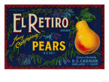 El Retiro Pear Crate Label - San Jose  CA