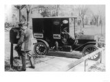 Mail Carrier with "United Mail" Automobile Photograph