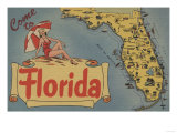 Come to Florida Map of the State  Pin-Up Girl - Florida
