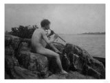 Naked Man Playing His Pipe Photograph
