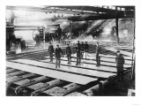 Men Laying out Plates in Steel Mill Photograph