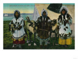 Three Eskimo Beauties and Sled Reindeer - Alaska State