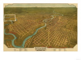 Washington - Panoramic Map of Spokane