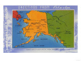 Alaska - Greetings From Alaska Map