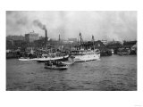 Waterfront Scene with Ships of Seattle  WA Photograph - Seattle  WA