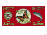 Butterfly Salmon Can Label - San Francisco  CA