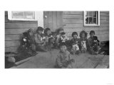 Eskimo Children and Puppies Photograph - Alaska