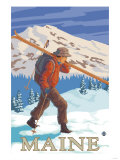 Maine - Skier Carrying Skis