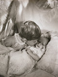 Prince Charles  Aged 18 Months  Kissing One Month Old Baby Princess Anne  England