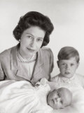 Queen Elizabeth II with Prince Edward and Prince Charles  England