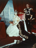 Queen Elizabeth II in Coronation Robes with the Duke of Edinburgh  England