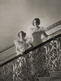Princess Elizabeth and Princess Margaret on a Flight of Stairs  England  c1945