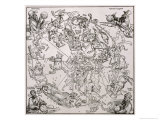 Map of the Northern Sky with Representations of the Constellations  Decorated With