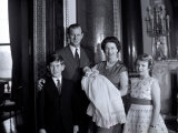 Queen Elizabeth II with the Duke of Edinburgh  Prince Charles  Andrew and Princess Anne  England