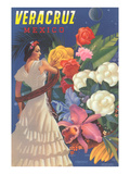 Poster for Veracruz  Mexico  Senorita with Flowers