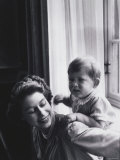 Queen Elizabeth and Prince Charles at Buckingham Palace  London  England