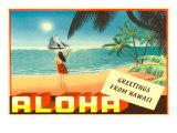 Greetings from Hawaii  Hula Girl on Beach