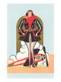 Art Deco Lady Pilot and Airplane