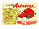 Map of Arkansas with Razorback