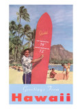 Greetings from Hawaii  Surfboard with Temperature