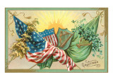 St Patrick's Day  US and Irish Flags