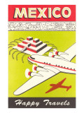 Mexico  Plane over Pyramid  Happy Travels