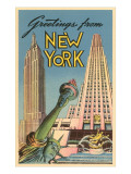 Greetings From New York with Statue of Liberty