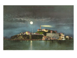 Moon over Alcatraz  San Francisco  California