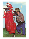 Chimp with Golf Bag