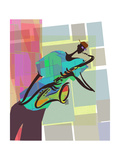 Saxophone Jazz Player on Colorful Geometric Background