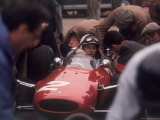 Mechanics Work on John Surtees in Ferrari During Pit Stop