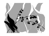 Greyscale Print of Flower Blossom and Leaves