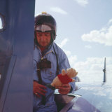 Donald Campbell with Bluebird CN 7 at Lake Eyre with Mr Woppit Mascot  1963