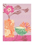 Floral Vase and Bowl Arrangement in Patterns  No1