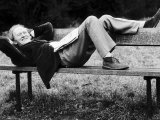 Scottish Actor Gordon Jackson Relaxing on Park Bench 1975 on Hampstead Heath  London
