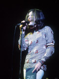 Ray Davies of the Kinks Singing Into the Microphone During a Concert 1973
